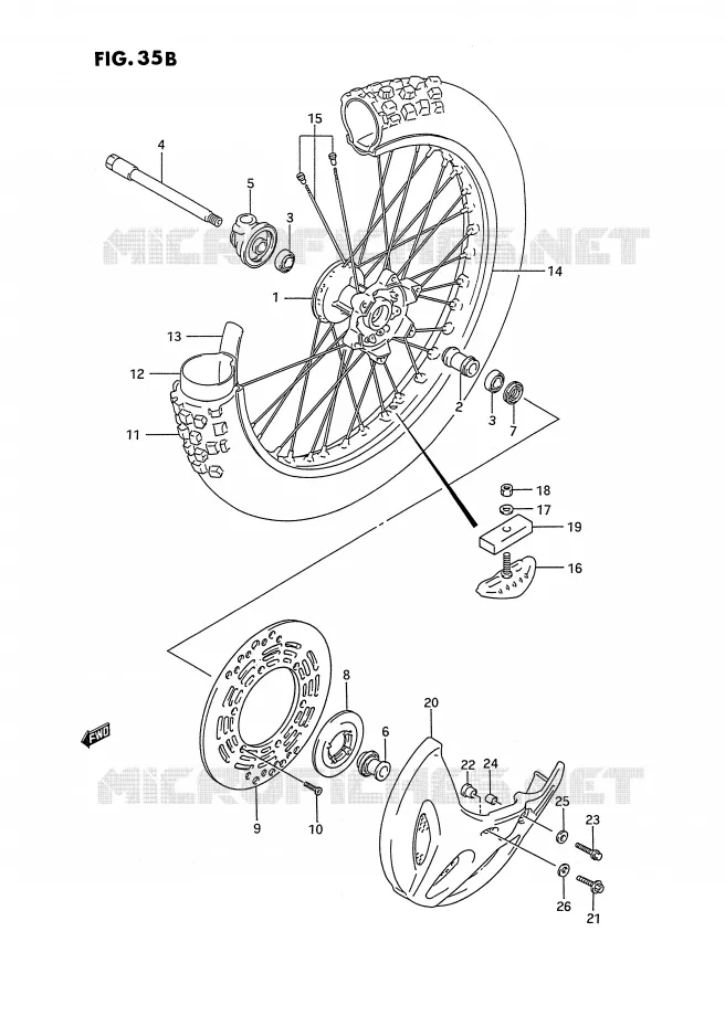 VOORWIEL (MODELE N/P/R/S) Suzuki MOTO 250 RMX 1991  RMX250M(E3)