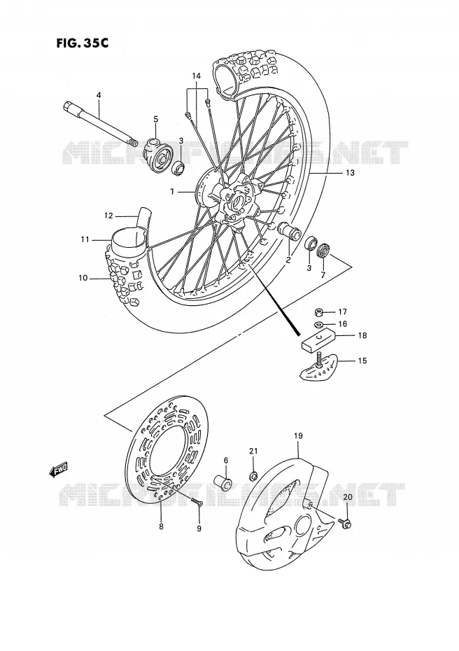 VOORWIEL (MODELE T) Suzuki MOTO 250 RMX 1990  RMX250L(E3)