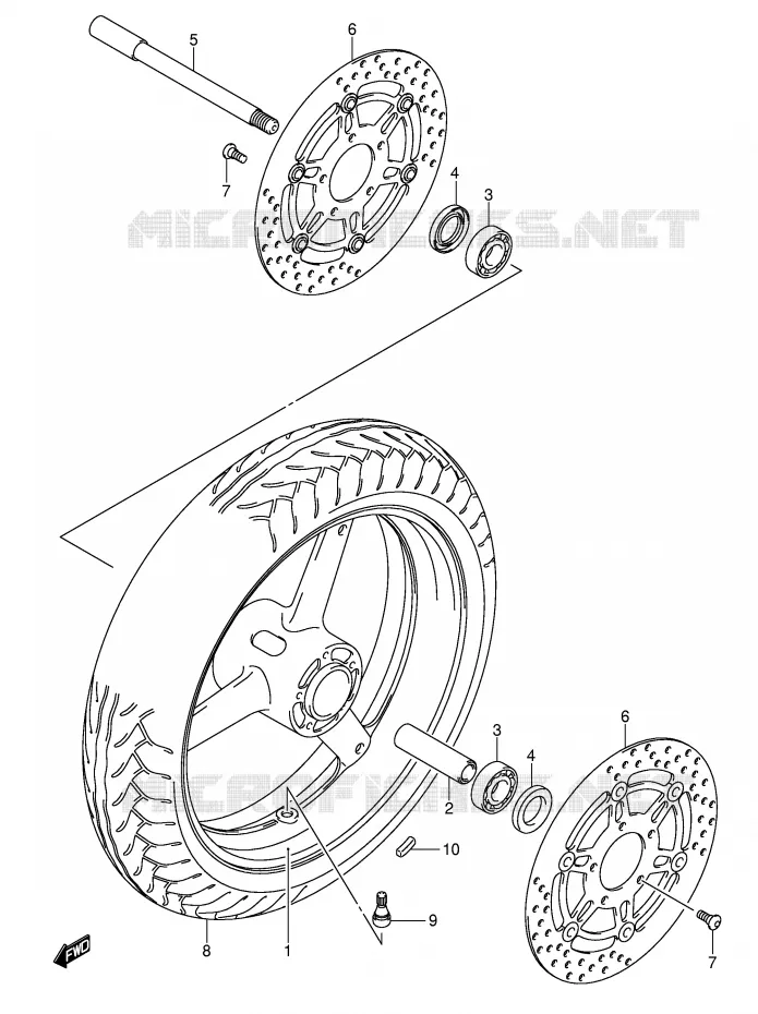 VOORWIEL (VOIR NOTE) Suzuki MOTO 650 SV-S 2006  SV650SUK6(E2)