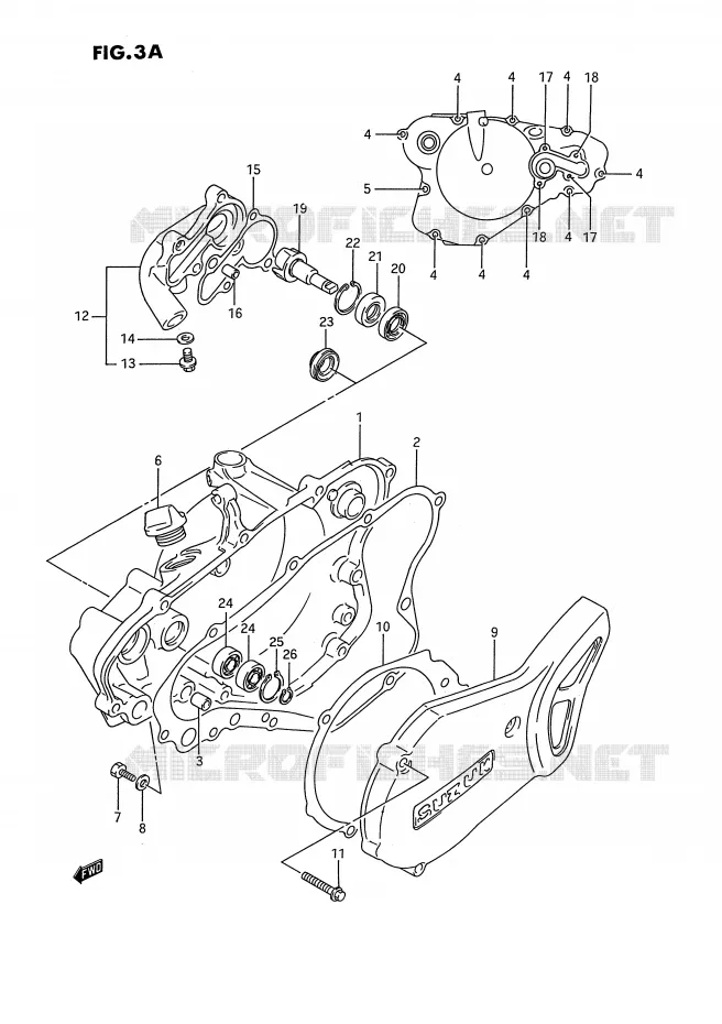 WATER POMPHUIS (MODELE K/L/M/N/P/R/S) Suzuki MOTO 80 RM 1990  RM80L(E3)