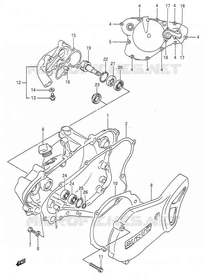 WATER POMPHUIS (MODELE K/L/M/N/P/R/S) Suzuki MOTO 80 RM 1992  RM80N(E28)