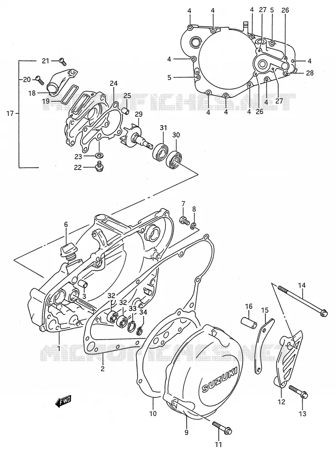 WATER POMPHUIS (MODELE K) Suzuki MOTO 250 RMX 1994  RMX250R(E28)