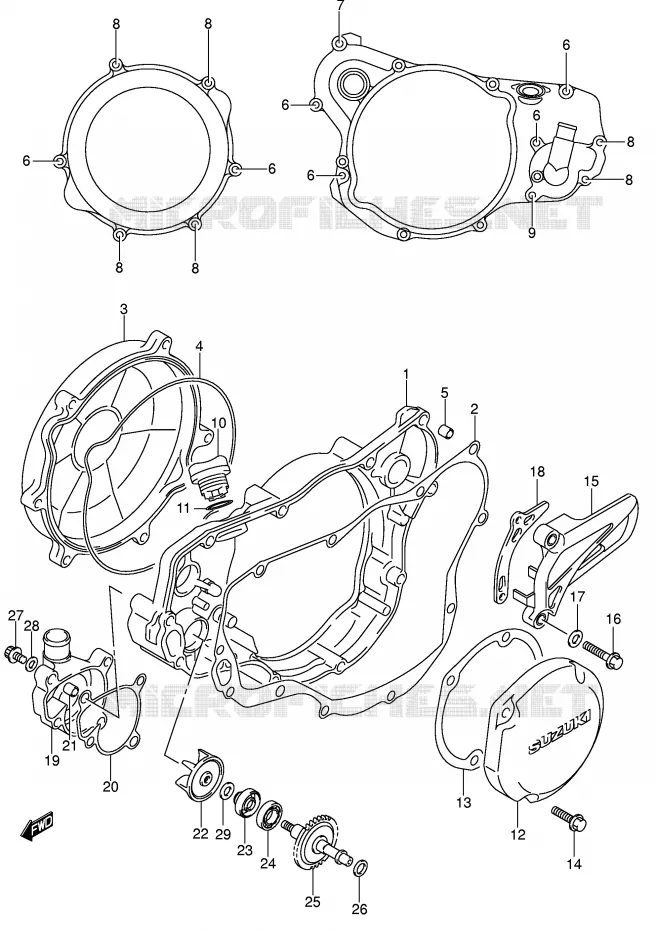 WATER POMPHUIS (MODELE K3/K4/K5/K6) Suzuki MOTO 250 RM 2005  RM250K5(E3/E28)