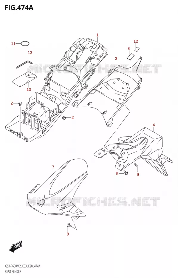 ACHTERSPATBORD Suzuki MOTO 600 GSX-R 2022  GSX-R600 M2 (E03,E28,E33)