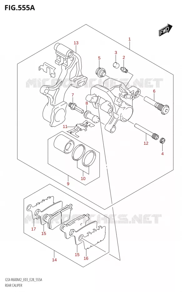 REAR CALIPER Suzuki MOTO 600 GSX-R 2022  GSX-R600 M2 (E03,E28,E33)