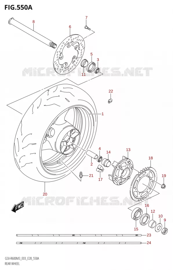 ACHTERWIEL (GSX-R600Z) Suzuki MOTO 600 GSX-R 2023  GSX-R600 M3 (E03,E28,E33)