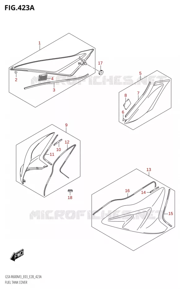 FUEL TANK COVER (GSX-R600) Suzuki MOTO 600 GSX-R 2023  GSX-R600 M3 (E03,E28,E33)