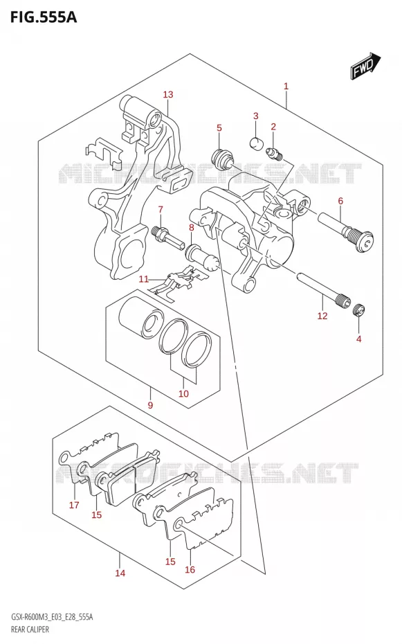 REAR CALIPER Suzuki MOTO 600 GSX-R 2023  GSX-R600 M3 (E03,E28,E33)