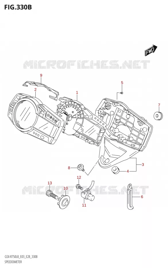 SNELHEIDSMETER (GSX-R750:L8:E28) Suzuki MOTO 750 GSX-R 2018  GSX-R750 L8 (E03,E28,E33)