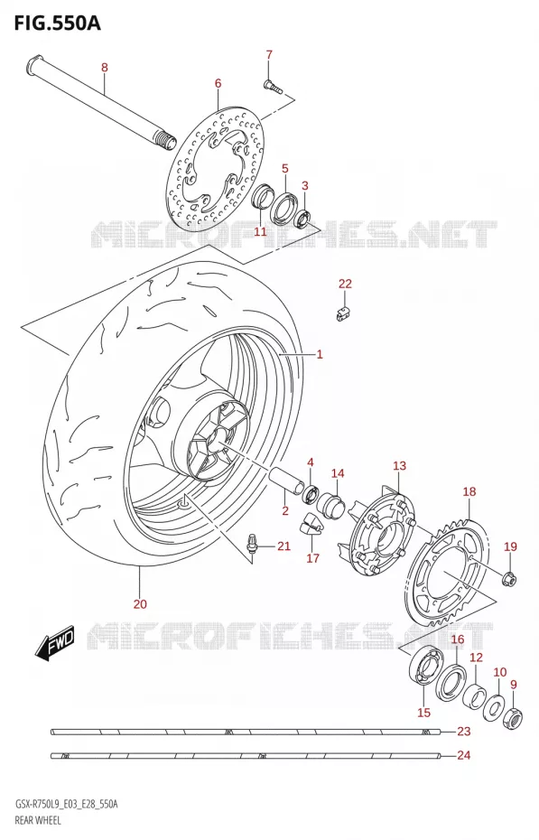 ACHTERWIEL Suzuki MOTO 750 GSX-R 2019  GSX-R750 L9 (E03,E28,E33)