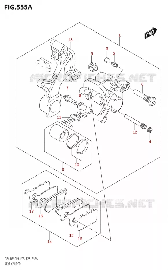 REAR CALIPER Suzuki MOTO 750 GSX-R 2019  GSX-R750 L9 (E03,E28,E33)