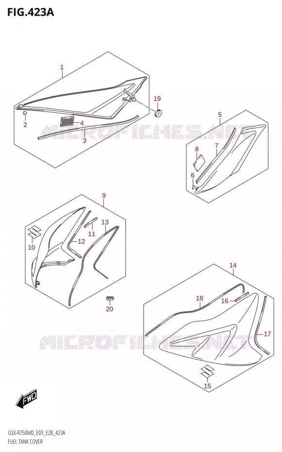 FUEL TANK - COVERS Suzuki MOTO 750 GSX-R 2020  GSX-R750 M0 (E03,E28,E33)