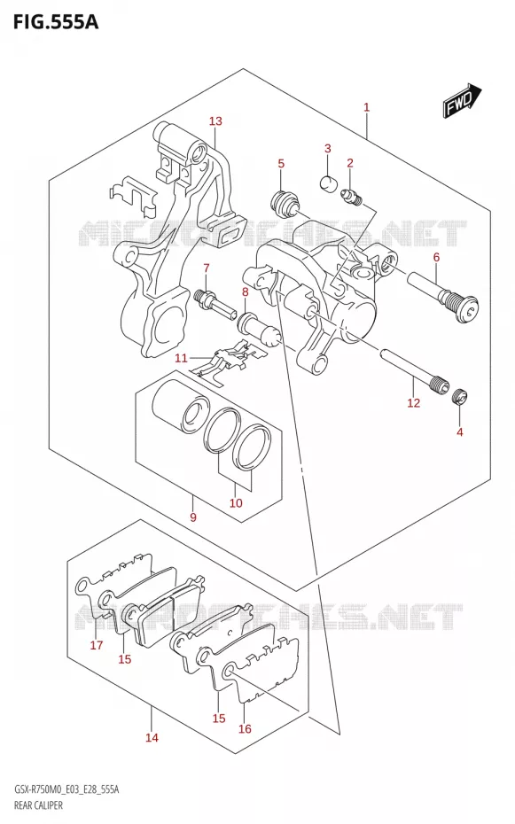 REAR CALIPER Suzuki MOTO 750 GSX-R 2020  GSX-R750 M0 (E03,E28,E33)
