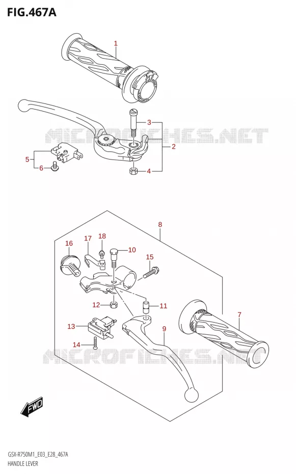 HEFBOMEN - HANDGRIPS Suzuki MOTO 750 GSX-R 2021  GSX-R750 M1 (E03,E28,E33)
