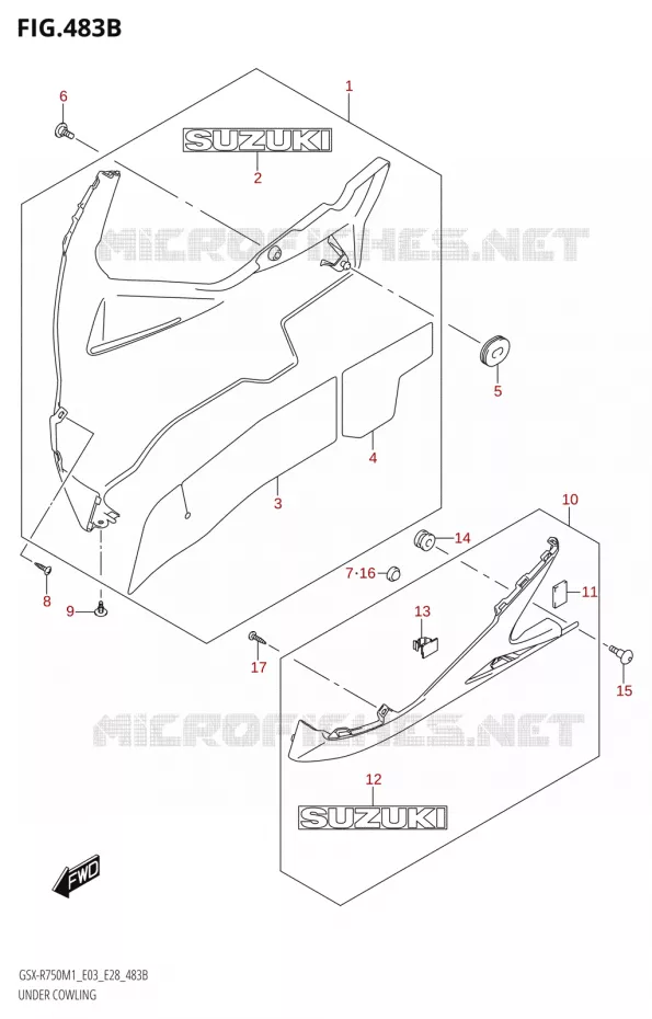 ONDER COWLING (GSX-R750) Suzuki MOTO 750 GSX-R 2021  GSX-R750 M1 (E03,E28,E33)
