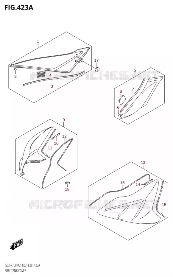 FUEL TANK COVER (GSX-R750) Suzuki MOTO 750 GSX-R 2022  GSX-R750 M2 (E03,E28,E33)