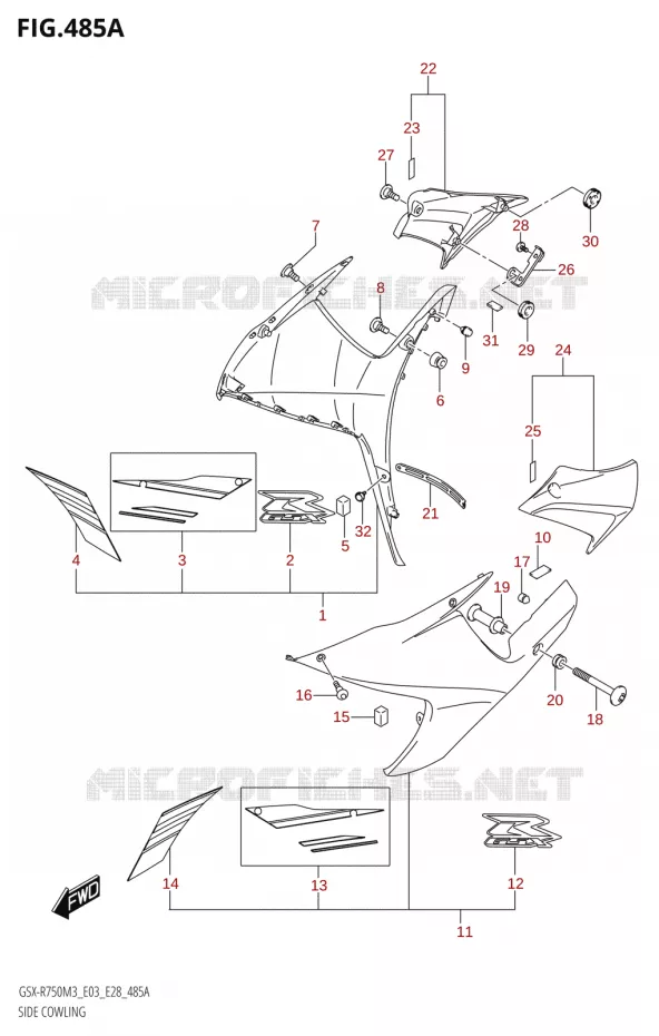 SIDE KUIP (GSX-R750) Suzuki MOTO 750 GSX-R 2023  GSX-R750 M3 (E03,E28,E33)