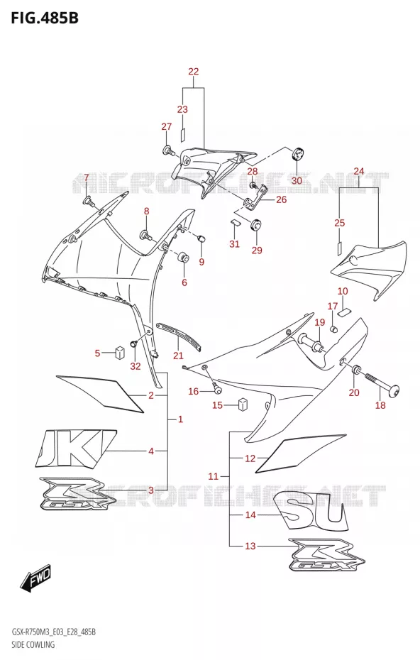 SIDE KUIP (GSX-R750Z) Suzuki MOTO 750 GSX-R 2023  GSX-R750 M3 (E03,E28,E33)