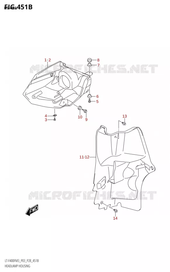 KOPLAMPBEHUIZING (P28) Suzuki QUAD 400 KINGQUAD 2023  LT-A400F M3 (P28)