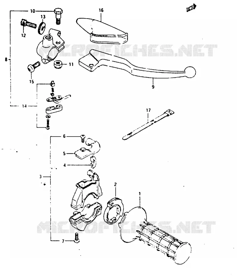 RIGHT SWITCH - HANDGREEP (MODELE E) Suzuki MOTO 125 TS-X 1984  TS125XE(E/F/G)