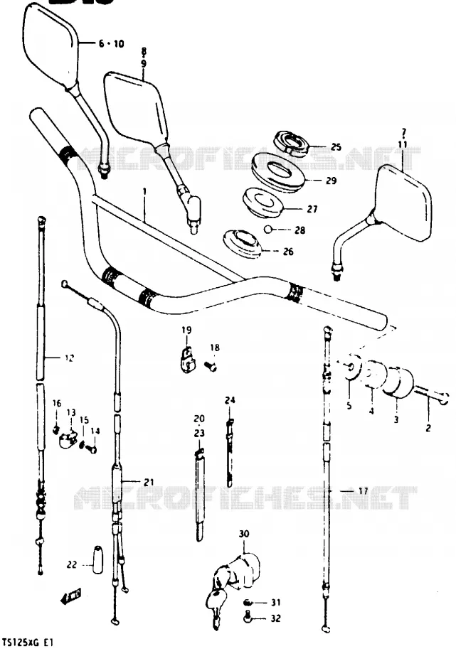 STUUR (MODELE E) Suzuki MOTO 125 TS-X 1985  TS125XF(E/F/G)