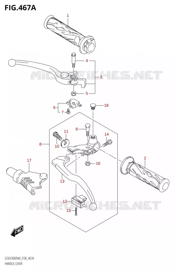 HANDGRIPS - LEVERS Suzuki MOTO 250 GSX-R 2020  GSX250RZ M0 E03,E28,E33