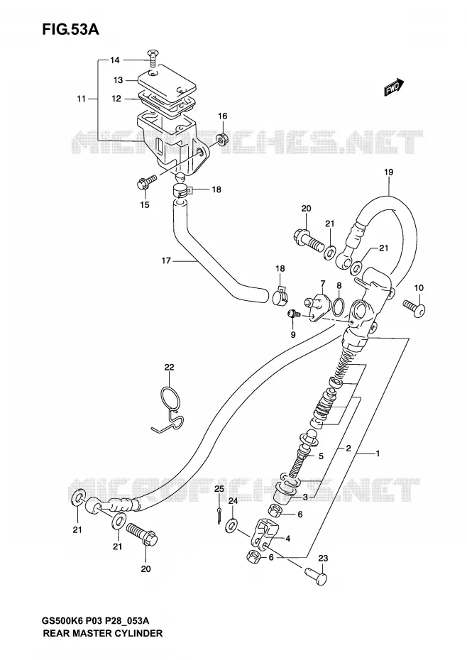 ACHTER HOOFDREMCILINDER (MODELE K4/K5/K6) Suzuki MOTO 500 GS-F 2006  GS500FK6(P3)