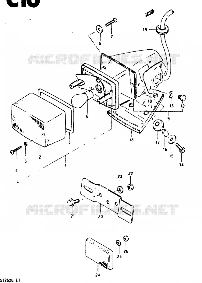 ACHTERLICHT (E2, E15, E17, E18, E22) Suzuki MOTO 125 TS-X 1984  TS125XUE(E/F/G)
