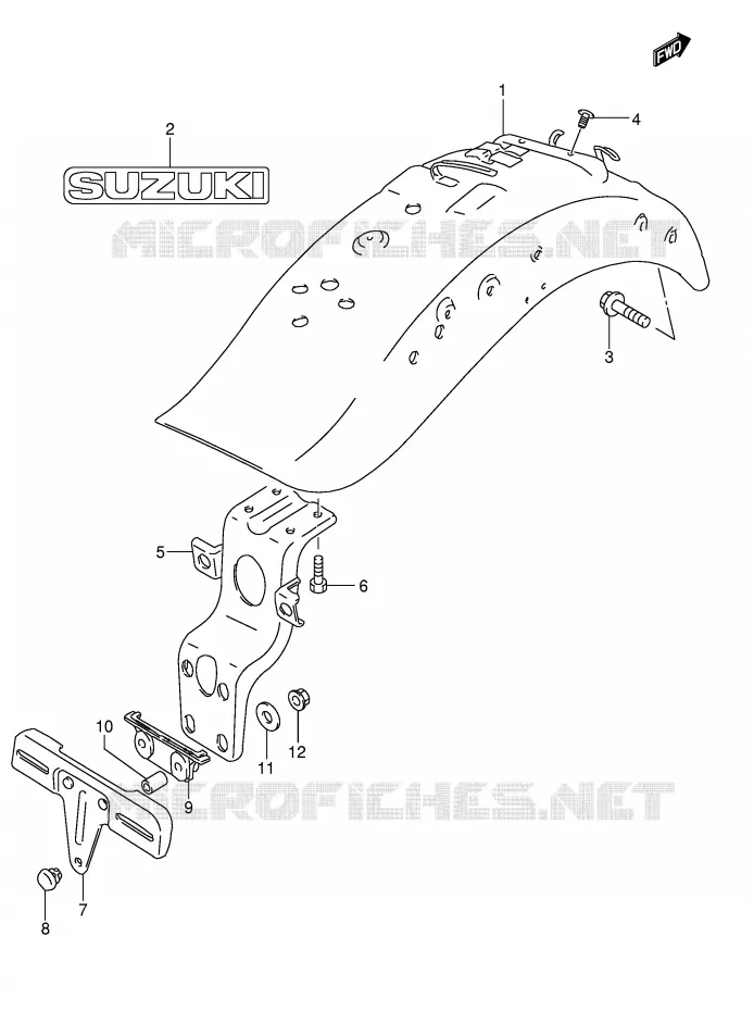 ACHTERSPATBORD (MODEL K5/K6/K7/K8) Suzuki MOTO 1400 INTRUDER 2008  VS1400K8(E3/E28)