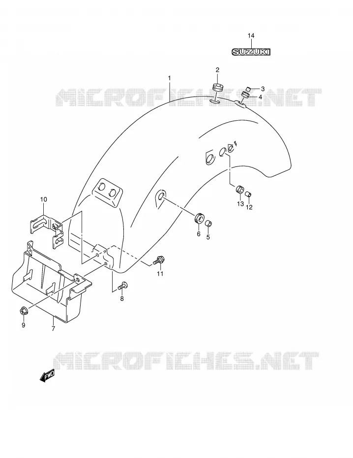 ACHTERSPATBORD (MODELE K2/K3/K4) Suzuki MOTO 250 INTRUDER 2000  VL250Y(E2)