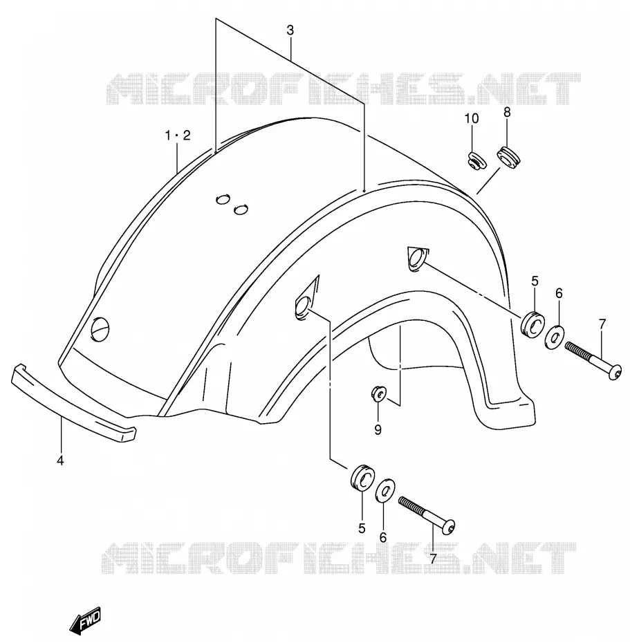 ACHTERSPATBORD (MODELE K2) Suzuki MOTO 800 VOLUSIA 2003  VL800K3(E2)