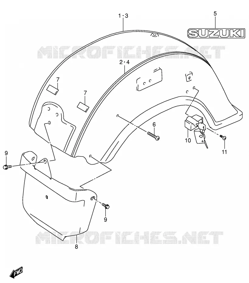 ACHTERSPATBORD (MODELE K3/K4) Suzuki MOTO 1500 INTRUDER 2001  VL1500K1(E2)