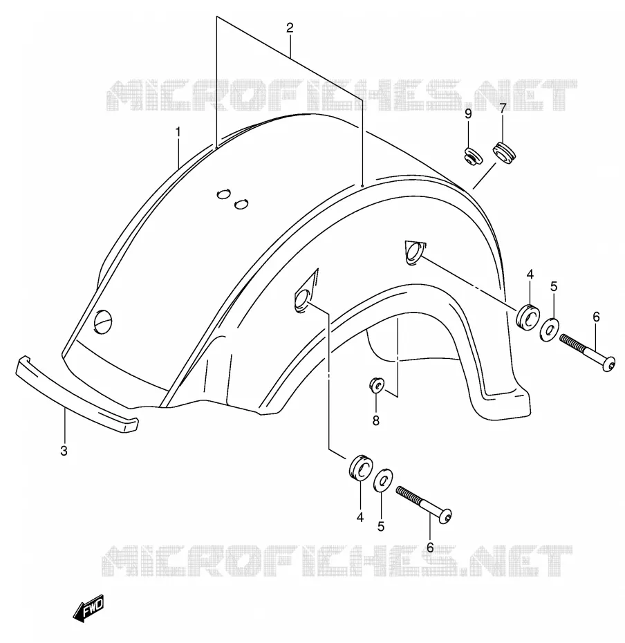 ACHTERSPATBORD (MODELE K3) Suzuki MOTO 800 VOLUSIA 2002  VL800K2(E2)