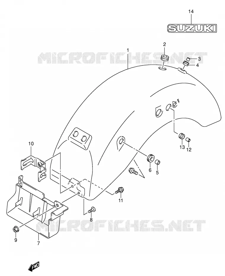 ACHTERSPATBORD (MODELE K4) Suzuki MOTO 125 INTRUDER 2002  VL125UK2(E2)