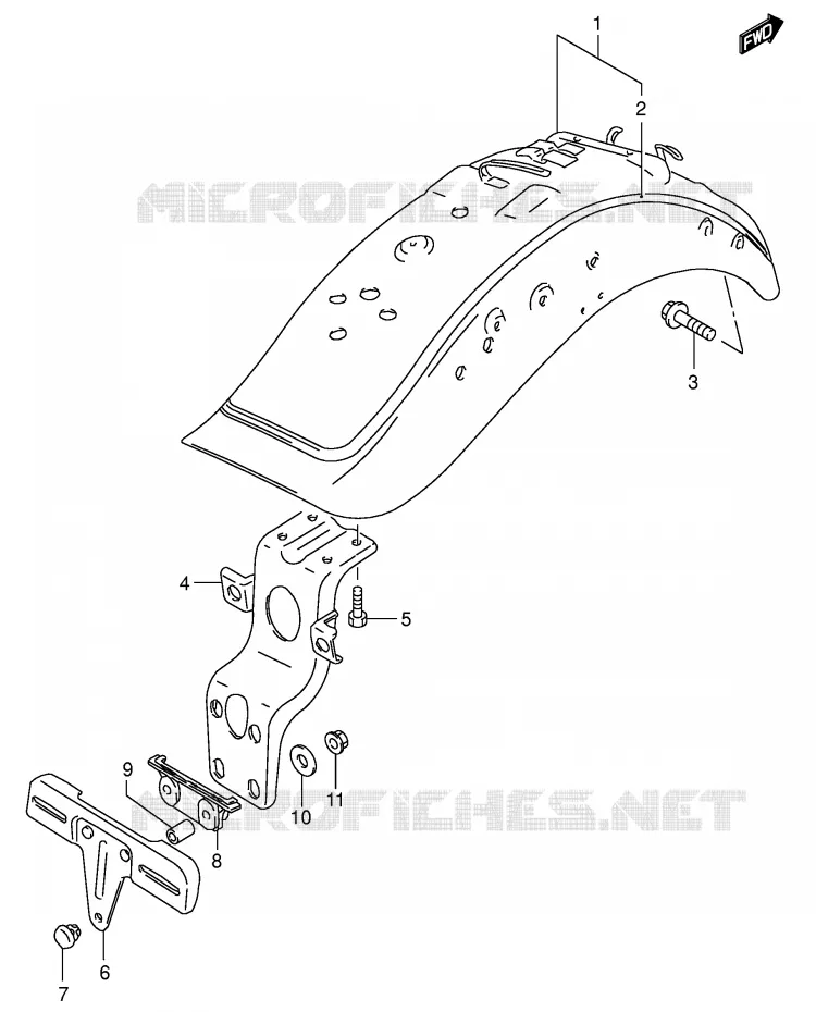 ACHTERSPATBORD (MODELE K4) Suzuki MOTO 1400 INTRUDER 2007  VS1400K7(E3/E28)
