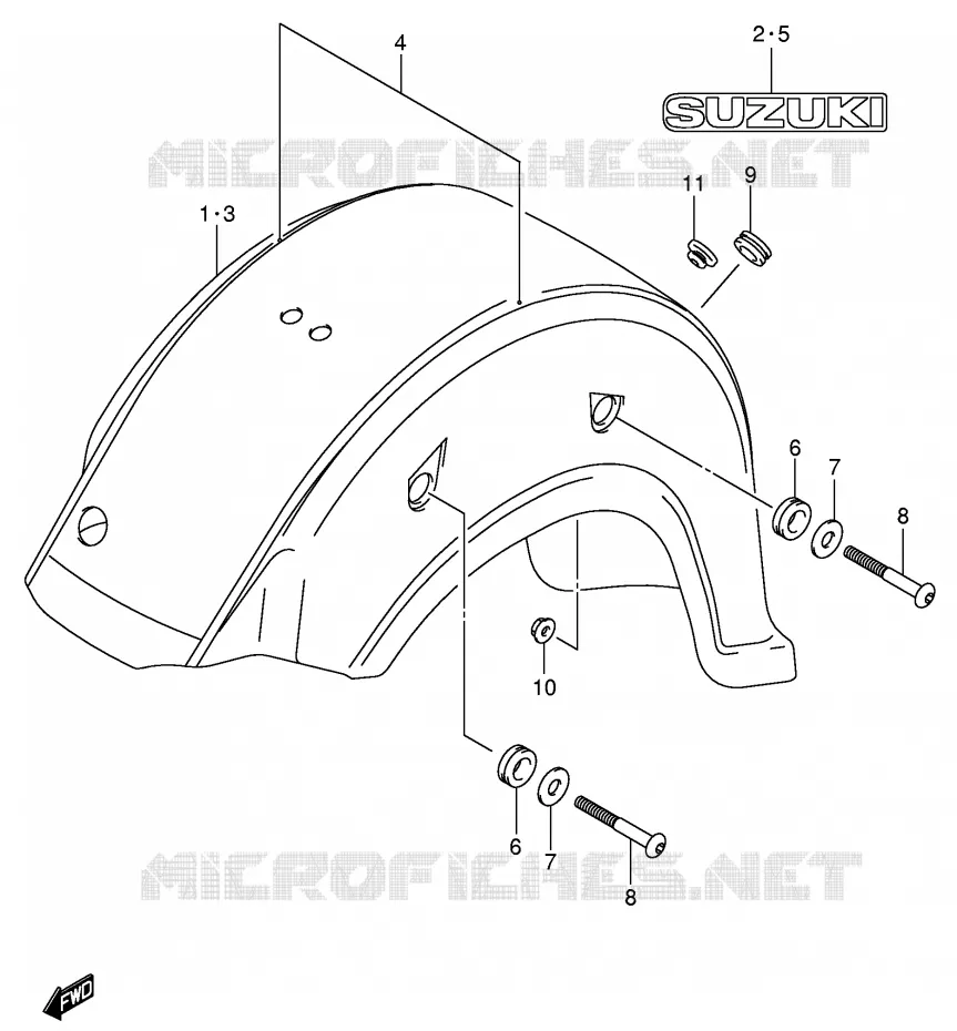 ACHTERSPATBORD (MODELE K5) Suzuki MOTO 800 VOLUSIA 2003  VL800K3(E2)