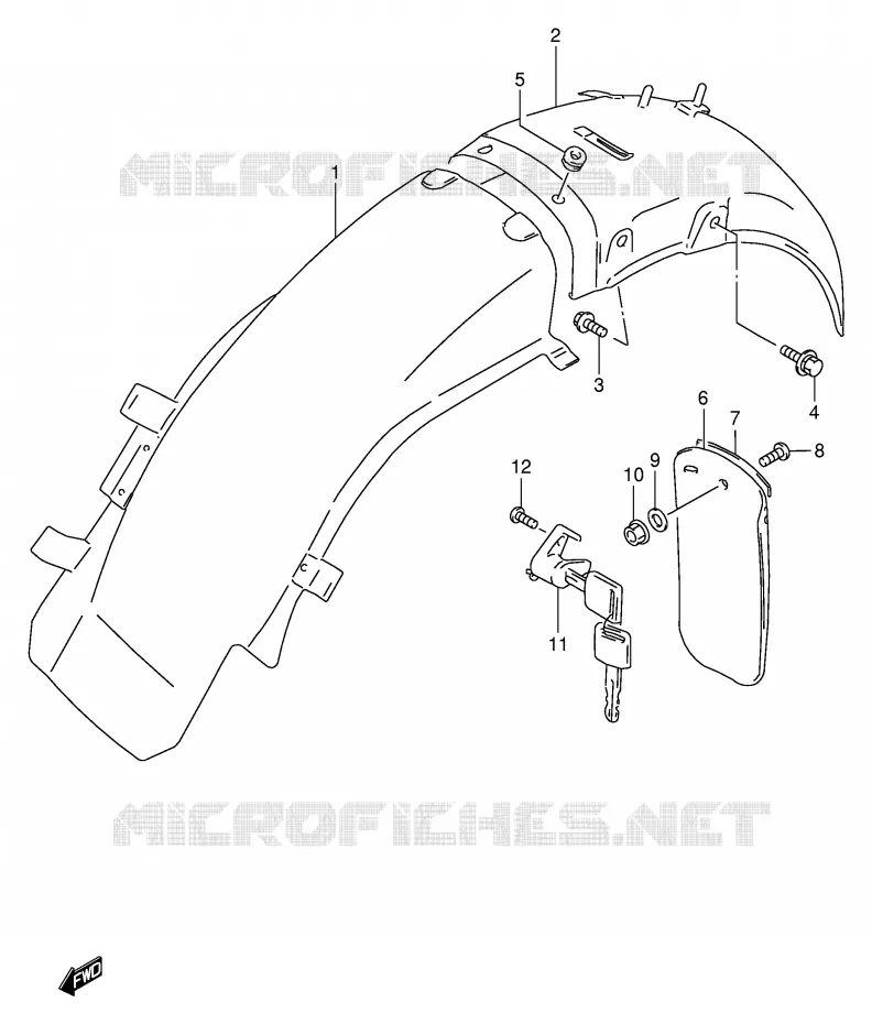 ACHTERSPATBORD (MODELE X) Suzuki MOTO 250 TU 1997  TU250XV(E2)