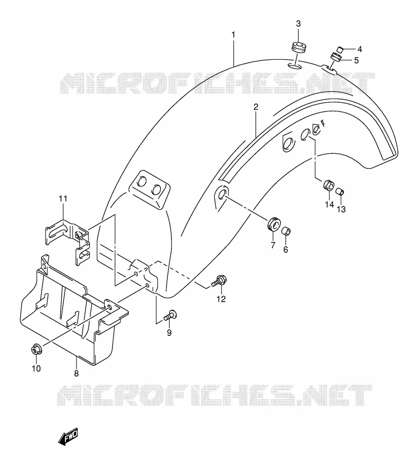 ACHTERSPATBORD (MODELE Y/K1) Suzuki MOTO 250 INTRUDER 2002  VL250K2(E2)