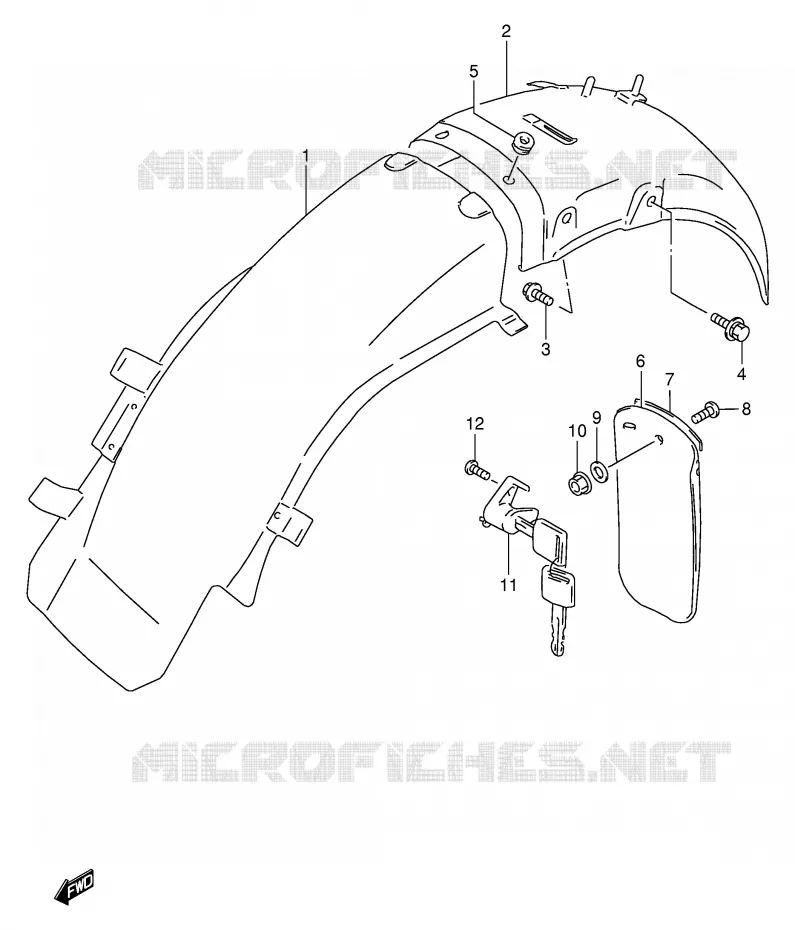 ACHTERSPATBORD (MODELE Y/K1) Suzuki MOTO 250 TU 1998  TU250XW(E2)