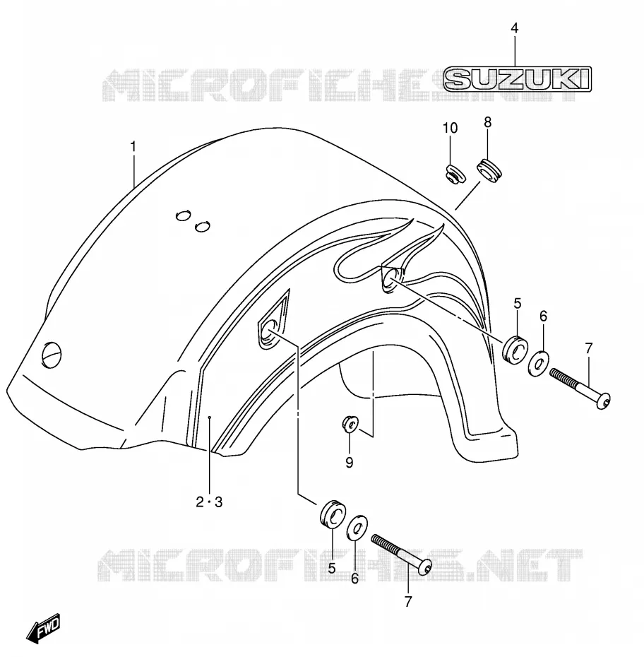 ACHTERSPATBORD (VL800ZK4/ZK5) Suzuki MOTO 800 VOLUSIA 2001  VL800K1(E2)