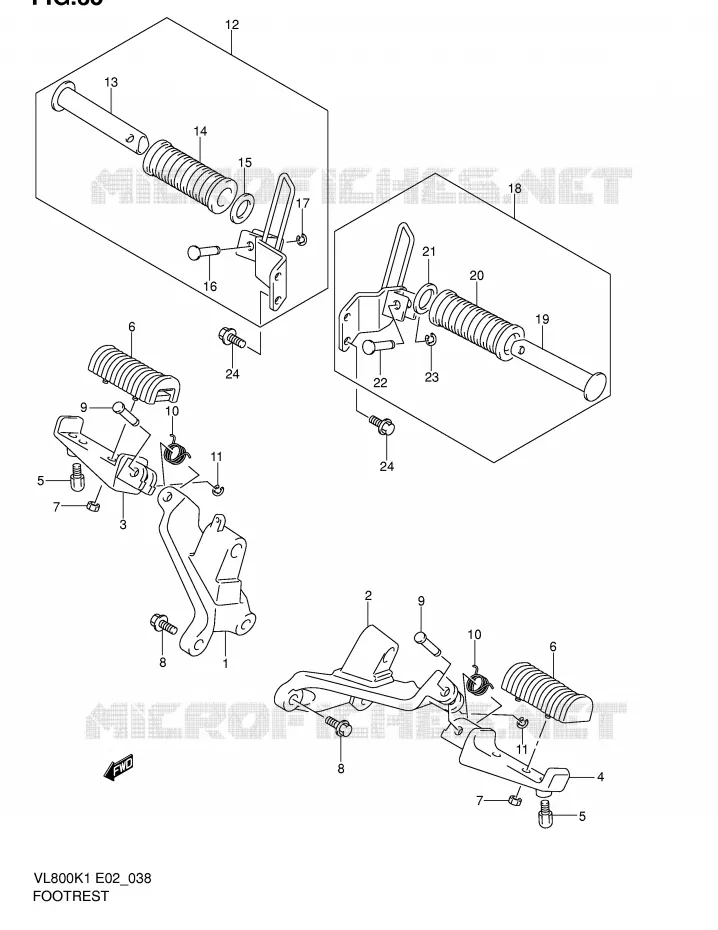 FOOTREST (MODELE K1/K2/K3/K4) Suzuki MOTO 800 VOLUSIA 2004  VL800K4(E2)