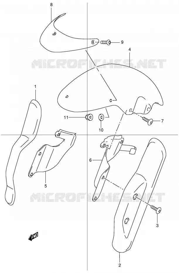 FRONT FENDER (MODELE Y) Suzuki MOTO 50 STREET-MAGIC 1998  TR50SW(E2)