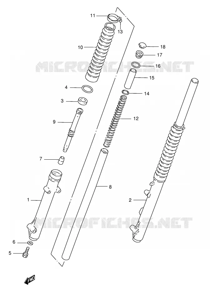 FRONT SCHOKDEMPER (P9) Suzuki MOTO 185 TS-ER 2000  TS185ERY(E1)