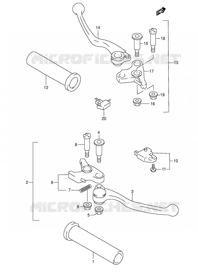 HANDGRIPS - LEVERS Suzuki MOTO 1500 INTRUDER 2014  VL1500K3(E2)