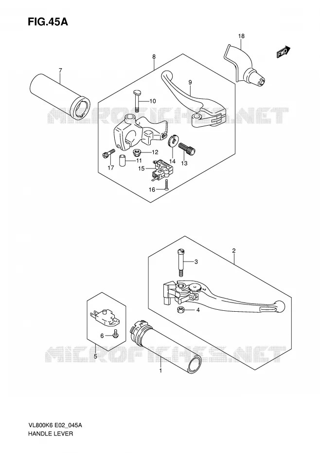 HEFBOMEN - HANDGRIPS (MODEL K7/K8/K9/L0) Suzuki MOTO 800 VOLUSIA 2007  VL800UEK7(E2)