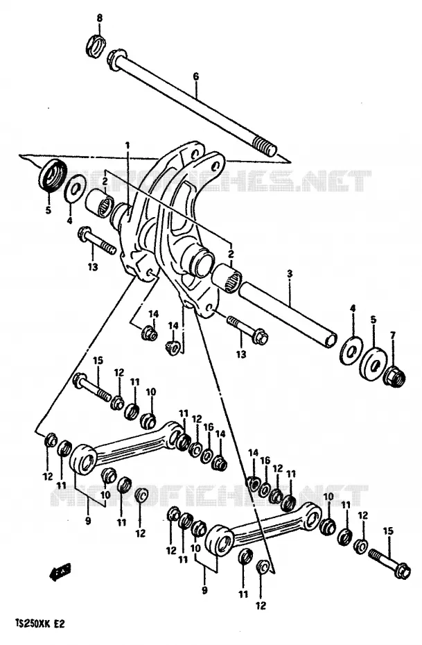 SCHOKBREKER AANEENSCHAKELING Suzuki MOTO 250 TS-X 1984  TS250XE(E/G/H/J/K)
