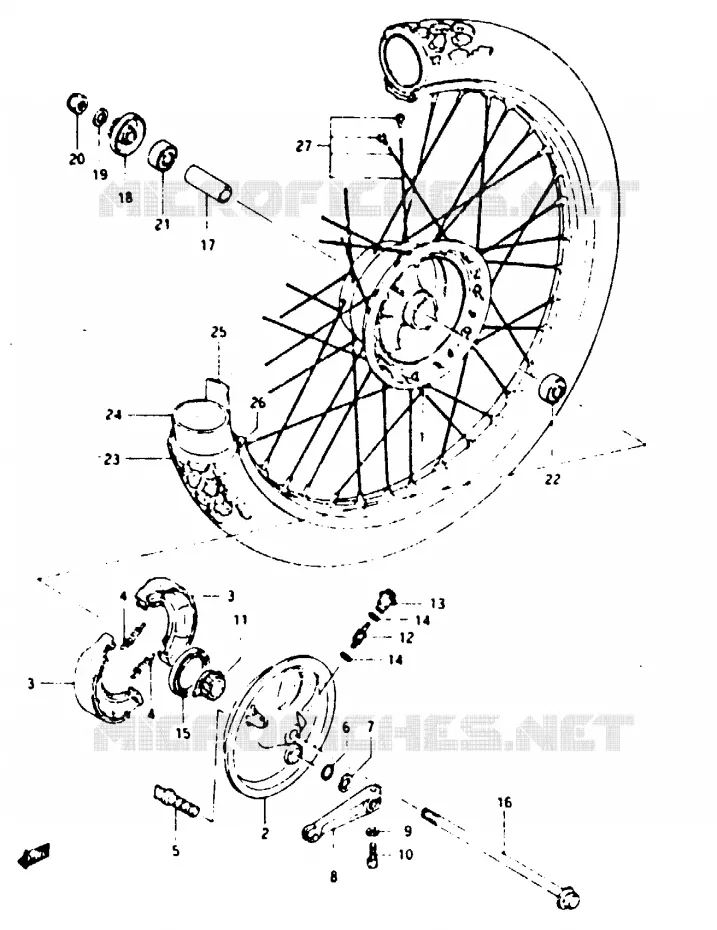 VOORWIEL (MODELE E) Suzuki MOTO 125 TS-X 1985  TS125XF(E/F/G)