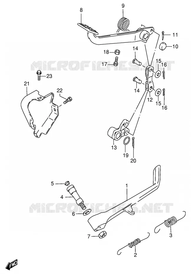 ZIJ STAND - ACHTER REMPEDAAL Suzuki MOTO 800 INTRUDER 1999  VS800GLX(E2)