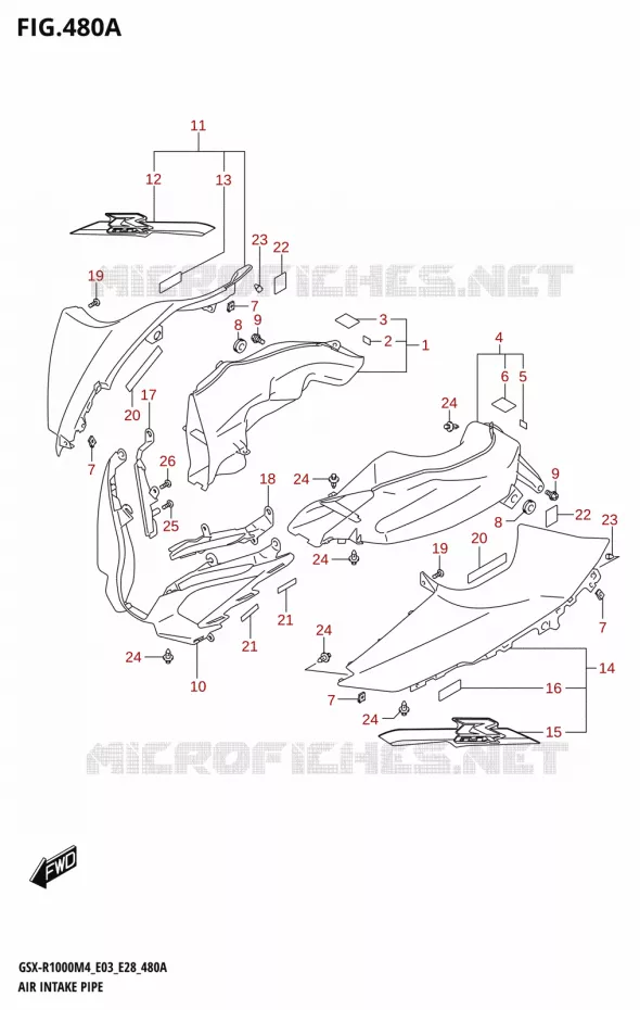 LUCHTINLAAT (GSX-R1000A) Suzuki MOTO 1000 GSX-R 2024  GSX-R1000A M4 E03 E28 E33
