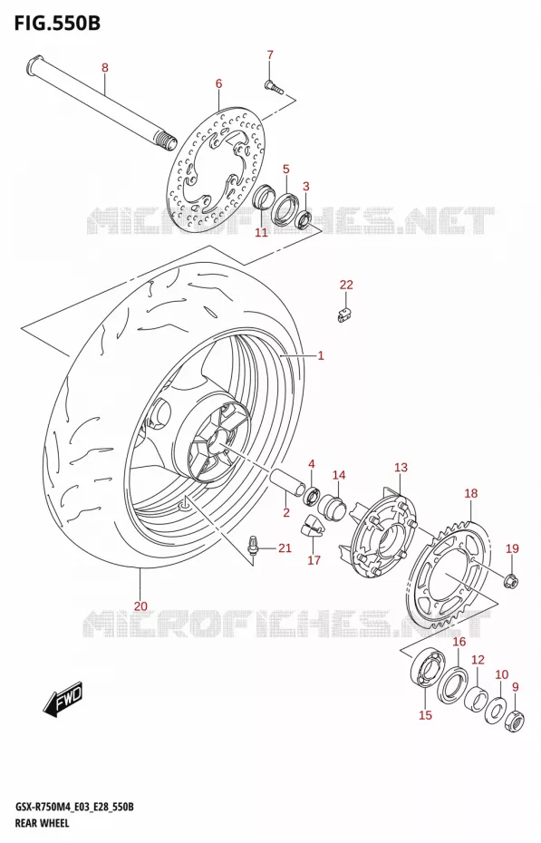ACHTERWIEL (GSX-R750) Suzuki MOTO 750 GSX-R 2024  GSX-R750 M4 (E03,E28,E33)